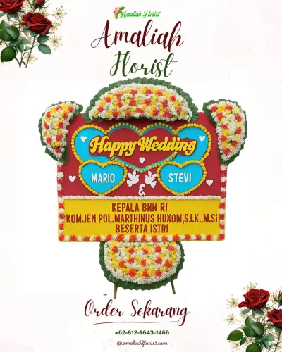 Karangan Papan Bunga Pernikahan di Sukawarna
